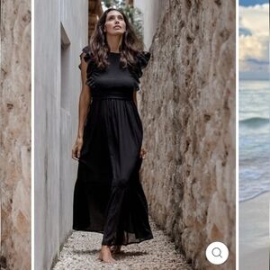 Wanderlust Black Ruffle Maxi Dress